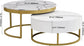 Modern Round Nesting Coffee Table with Drawers for Living Room in White
