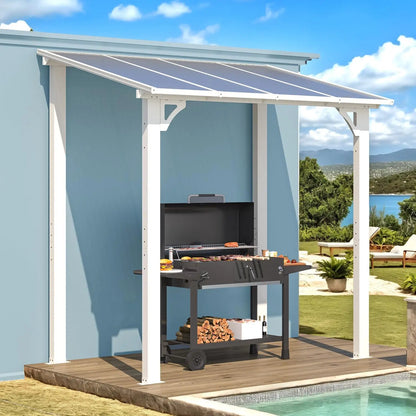 Gazebo Outdoor Pergola for Patio – Lean-to Hard Top Grill Shelter