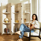Partition Room Dividers, Folding Wood Privacy Screen with Three Display Shelves: