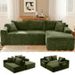 94.5" Cloud Modular Sectional Corduroy Sofa with L-Shape Chaise, No Assembly Deep Seat Corner Couch for Living Room, Black