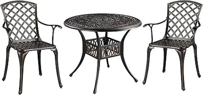 3-Piece Outdoor Furniture Dining Set – All-Weather Cast Aluminum