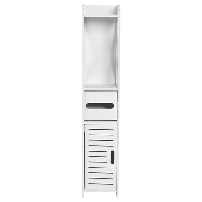 Bathroom Storage Cabinet 80x15.5x15CM - White Wood Cupboard Shelf & Tissue Storage Rack: