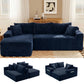 94.5" Cloud Modular Sectional Corduroy Sofa with L-Shape Chaise, No Assembly Deep Seat Corner Couch for Living Room, Black
