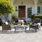 4 Pieces Patio Furniture Set, Outdoor Wicker Sofa with Coffee Table, Chairs, All Weather High Back Rattan Loveseat Couch with Cushions