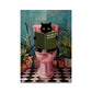 Bathroom Cat Reading on Toilet Canvas Wall Art Print Poster – Funny Animal Decor Painting, Home Decor Gift (Unframed