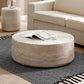 Round Coffee Table - Marble Grain Drum Design | Fiberglass Circle Accent Table for Living Room
