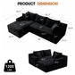 94.5" Cloud Modular Sectional Corduroy Sofa with L-Shape Chaise, No Assembly Deep Seat Corner Couch for Living Room, Black
