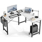 JHK Gaming Corner 50 Inch Office Writing PC Wooden Table with CPU Storage Shelf & Side Bag for Home Office Bedroom Small Space