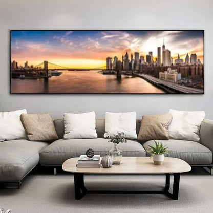 Modern Minimalist Wall Art: Landscape Seaside Goldenwood Bridge