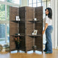 Partition Room Dividers, Folding Wood Privacy Screen with Three Display Shelves: