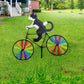 Animal Riding Three-dimensional Cartoon Modelling Windmill Creative Bicycle Wind Spinners Standing Pole Garden Yard Decoration