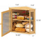 Kitchen Counter, Bamboo Wood Large Capacity Bread Storage Bin with Acrylic Wavy Door Panel