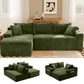 94.5" Cloud Modular Sectional Corduroy Sofa with L-Shape Chaise, No Assembly Deep Seat Corner Couch for Living Room, Black