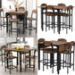 5-Piece High Counter Dining Set with Bar Table and Farmhouse-Style Drop Leaf Table, Accompanied by 4 Comfortable Counter Height
