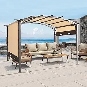 8.8’ x 10.8' Outdoor Pergola Aluminum Retractable Pergola Canopy with Adjustable Roof