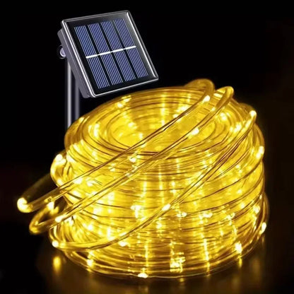 7M/12M Outdoor Solar LED Tube Rope String Light Garden Waterproof Strip Lights