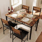 IRONCK Dining Table Set for 4 – Rustic Brown Wood Kitchen Table with Upholstered Chairs