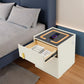Smart Nightstand w/ Drawer & Safe Wireless Charging Nightstand Solid Wood Night Stand w/ 2 Drawers LED Bedside Tables for Bedroo