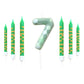 7 Pieces Digital Cake Candle Decoration - Minecraft Theme (Green), Wishing Candle for Kids Birthday Party
