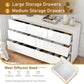 7 Drawer Dresser for Bedroom, 55 Inch Modern Dresser with High Gloss Drawers, Large Wood Chest of Drawer, White/Black: