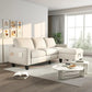 Beige Linen Fabric Modern 3-Seat L-Shaped Upholstered Living Room Sofa: