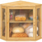 Kitchen Counter, Bamboo Wood Large Capacity Bread Storage Bin with Acrylic Wavy Door Panel