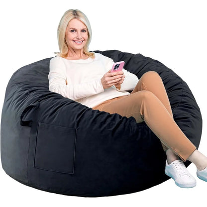Bean Bag Chairs, Memory Foam Stuffing, Velvet Lazy Sofa Furniture with Removable High-Rebound Memory Foam