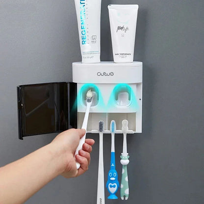 Wall Mounted Automatic Toothpaste Squeezer & Dispenser – Bathroom Organizer Set