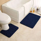 2PC Embossed Stone Pattern Toilet & Door Mat Set