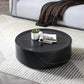 Round Coffee Table - Marble Grain Drum Design | Fiberglass Circle Accent Table for Living Room