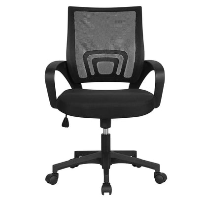 Adjustable Mid Back Mesh Swivel Office Chair with Armrests – Black