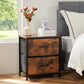 JHK Nightstand Bedside Coffee Sofa Tea Table with 2 Fabric Drawers