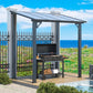 Gazebo Outdoor Pergola for Patio – Lean-to Hard Top Grill Shelter