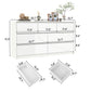 7 Drawer Dresser for Bedroom, 55 Inch Modern Dresser with High Gloss Drawers, Large Wood Chest of Drawer, White/Black: