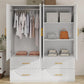 71" H 4-Door Armoire Wardrobe Closet with Drawers – Wooden Bedroom Storage Cabinet
