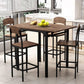 5-Piece High Counter Dining Set with Bar Table and Farmhouse-Style Drop Leaf Table, Accompanied by 4 Comfortable Counter Height