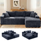 94.5" Cloud Modular Sectional Corduroy Sofa with L-Shape Chaise, No Assembly Deep Seat Corner Couch for Living Room, Black