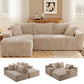 94.5" Cloud Modular Sectional Corduroy Sofa with L-Shape Chaise, No Assembly Deep Seat Corner Couch for Living Room, Black