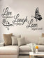 Live Laugh Love Butterfly Flower Wall Art Sticker