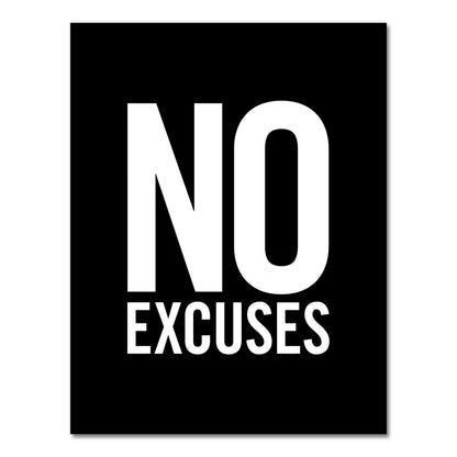 No Excuses Inspirational Quote Fitness Poster Gym Wall Decor