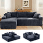 94.5" Cloud Modular Sectional Corduroy Sofa with L-Shape Chaise, No Assembly Deep Seat Corner Couch for Living Room, Black