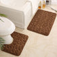 2PC Embossed Stone Pattern Toilet & Door Mat Set