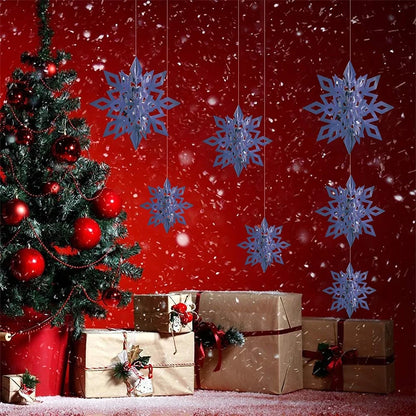 6Pcs Christmas Snowflake 15/20/25CM Hanging Christmas Tree Ornament Xmas Home Decor Navidad New Year 2024 Decor Accessories ﻿