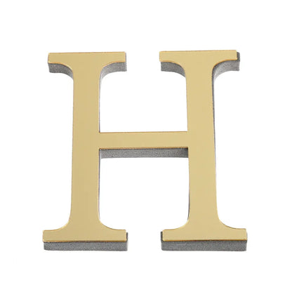0CM 26 English Letters Wall Sticker – 3D Mirror Acrylic Gold Decals: