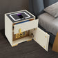 Smart Nightstand w/ Drawer & Safe Wireless Charging Nightstand Solid Wood Night Stand w/ 2 Drawers LED Bedside Tables for Bedroo