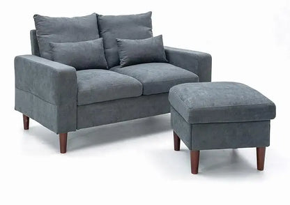 Modern Small Couch with Ottoman Footstool