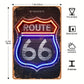 Retro Route 66 Neon Aluminum Sign Poster