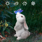 Solar Bunny Statue Garden Decor with Butterfly LED Light Resin Animal Sculpture Figurine