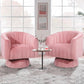 Swivel Accent Chair with Armrest – Mid-Century 360° Swivel Barrel Chair, Overstuffed Tufted Velvet